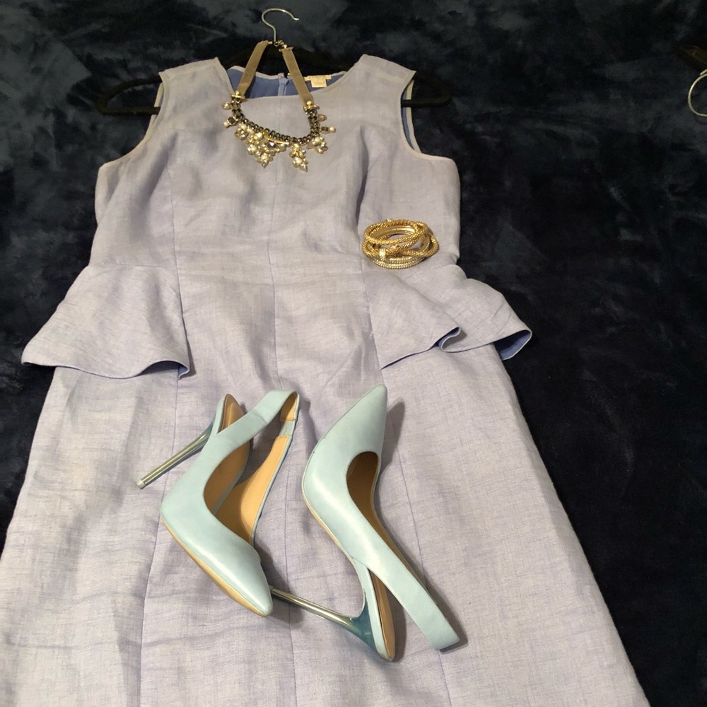 JCrew dress with ruffles around waistline